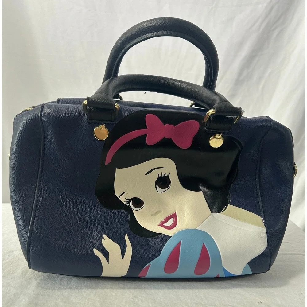 Loungefly Disney Snow White Navy Blue Saffiano Satchel Crossbody Bag Apple #975